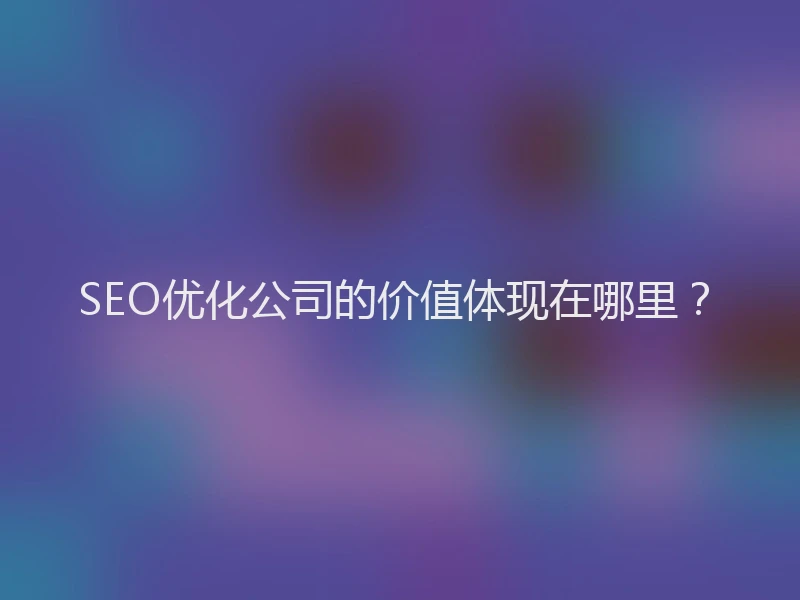 SEO优化公司的价值体现在哪里？