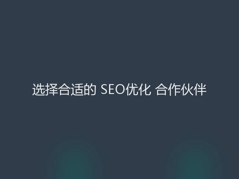 选择合适的 SEO优化 合作伙伴