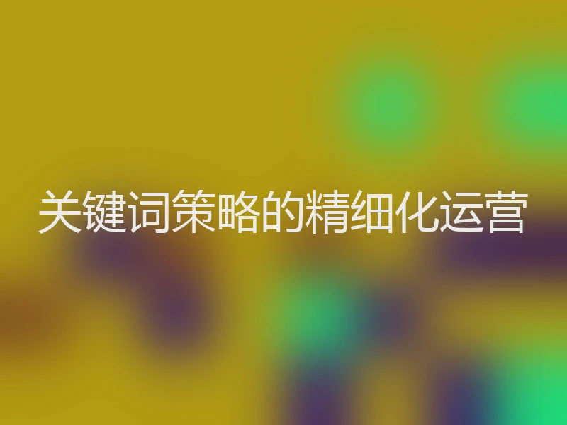 关键词策略的精细化运营