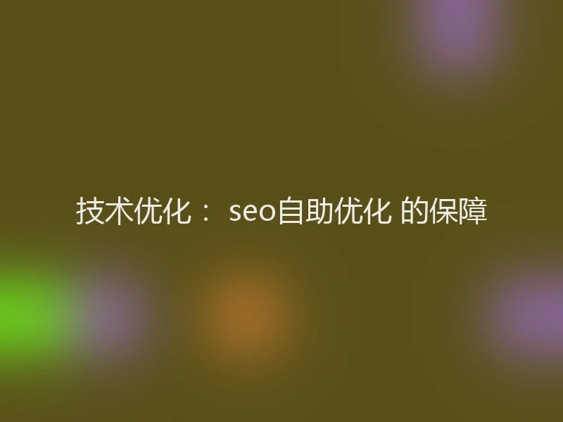 技术优化: seo自助优化 的保障