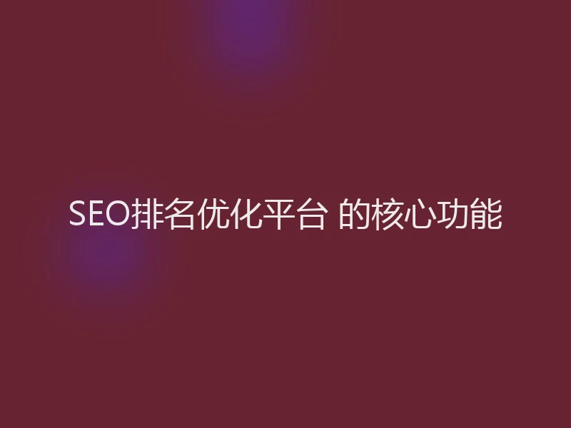 SEO排名优化平台 的核心功能