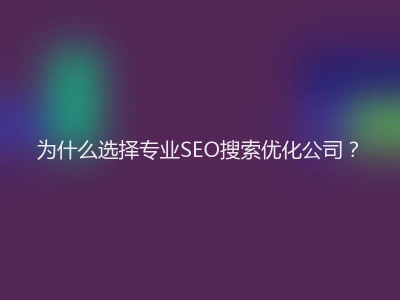 为什么选择专业SEO搜索优化公司？