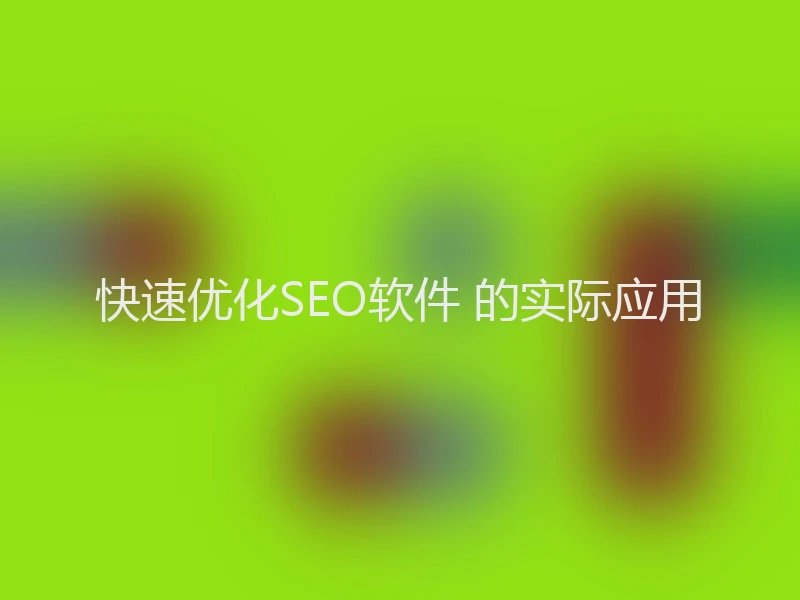 快速优化SEO软件 的实际应用