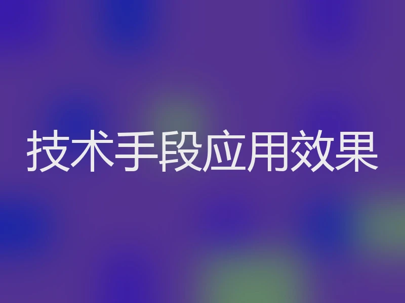技术手段应用效果