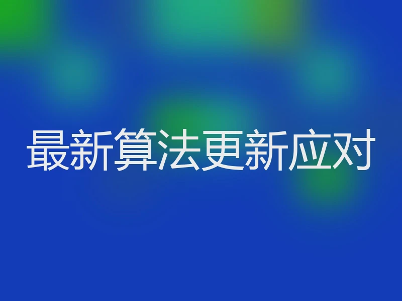 最新算法更新应对