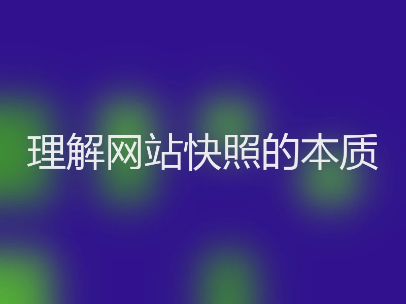 理解网站快照的本质