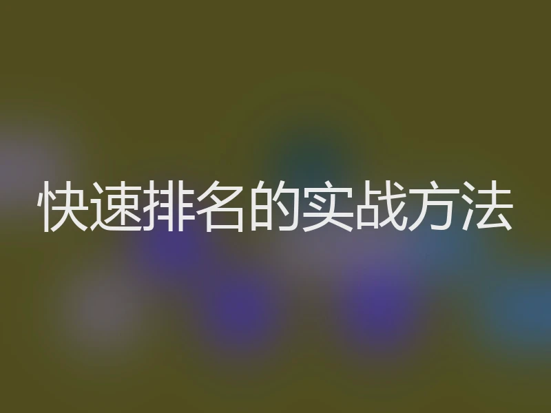 快速排名的实战方法