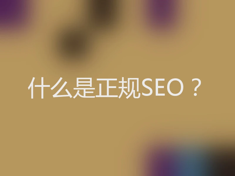 什么是正规SEO？
