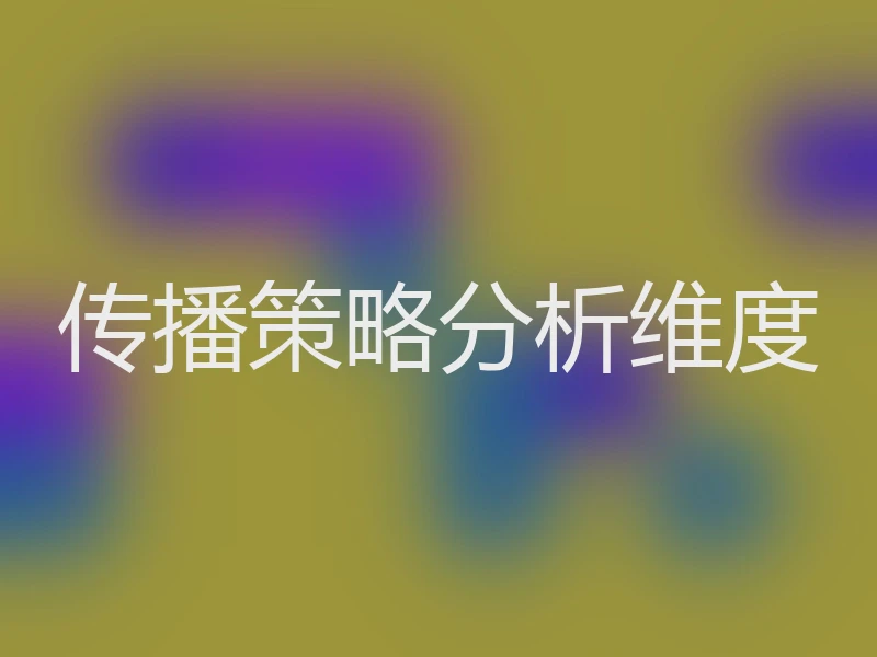 传播策略分析维度