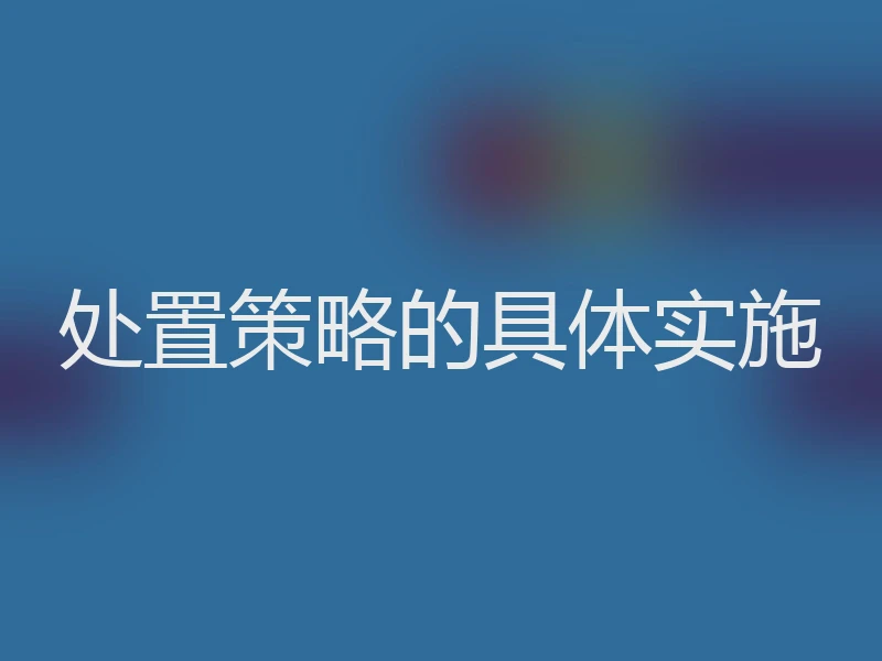 处置策略的具体实施