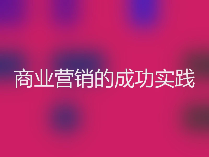 商业营销的成功实践