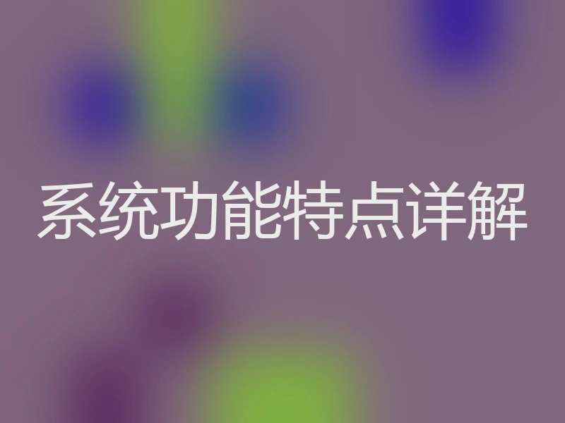 系统功能特点详解