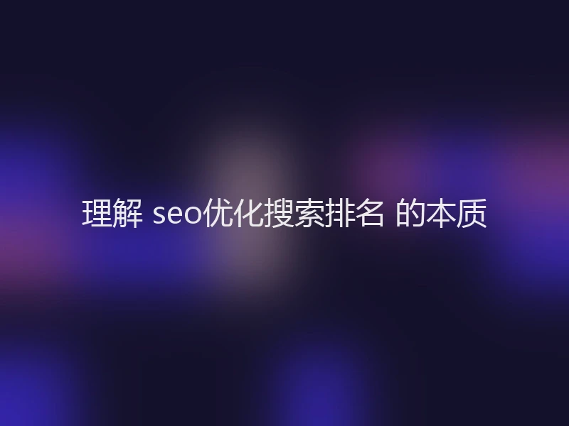 理解 seo优化搜索排名 的本质