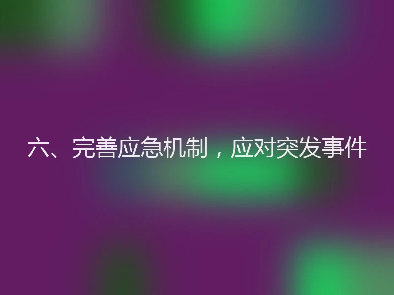 六、完善应急机制，应对突发事件
