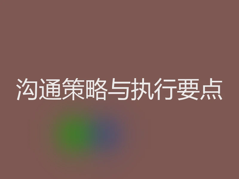 沟通策略与执行要点