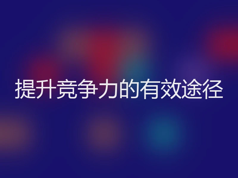 提升竞争力的有效途径