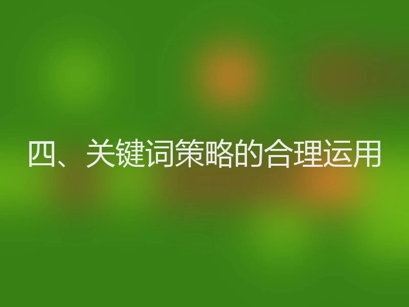 四、关键词策略的合理运用