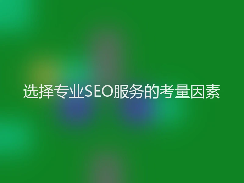 选择专业SEO服务的考量因素
