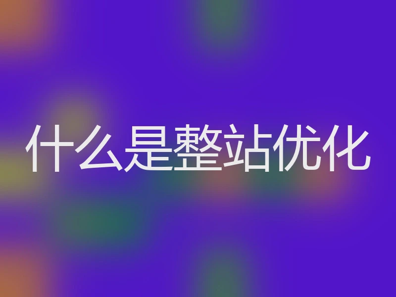 什么是整站优化