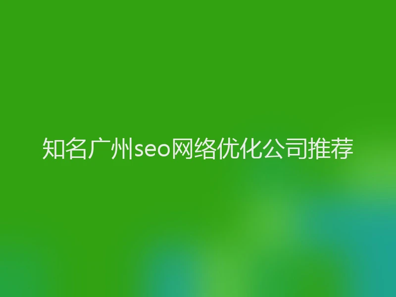 知名广州seo网络优化公司推荐