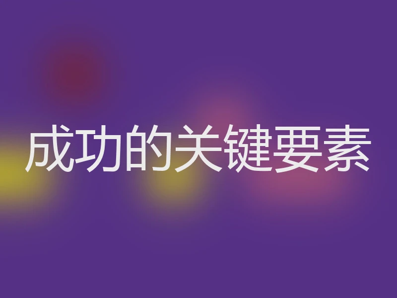 成功的关键要素