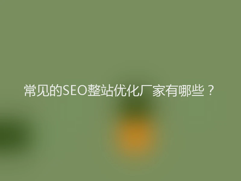 常见的SEO整站优化厂家有哪些？