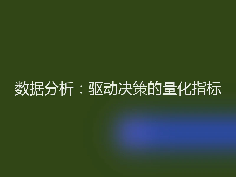 数据分析：驱动决策的量化指标