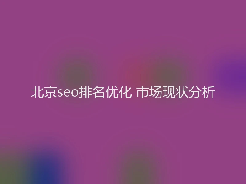 北京seo排名优化 市场现状分析