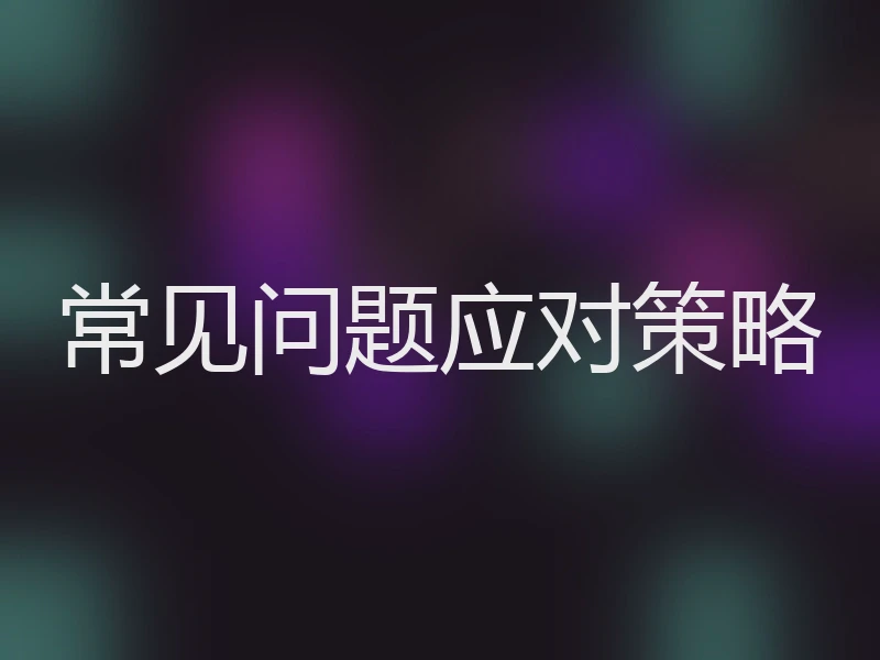 常见问题应对策略