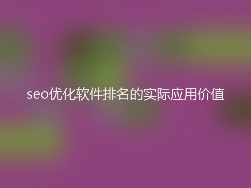 seo优化软件排名的实际应用价值