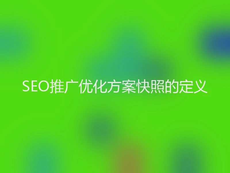 SEO推广优化方案快照的定义