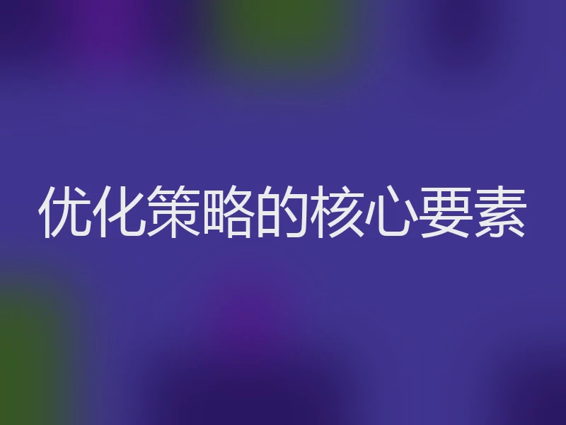 优化策略的核心要素