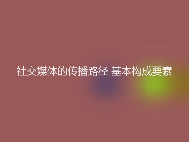 社交媒体的传播路径 基本构成要素