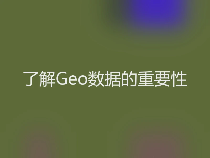 了解Geo数据的重要性