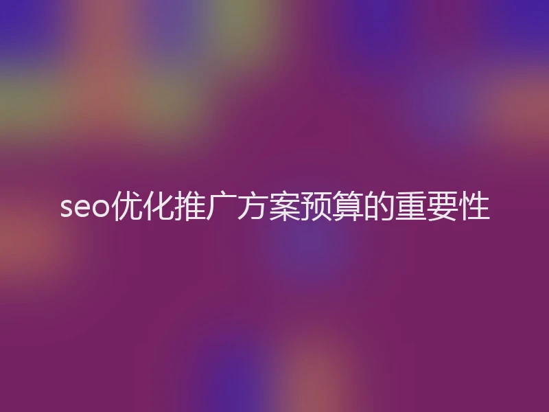 seo优化推广方案预算的重要性