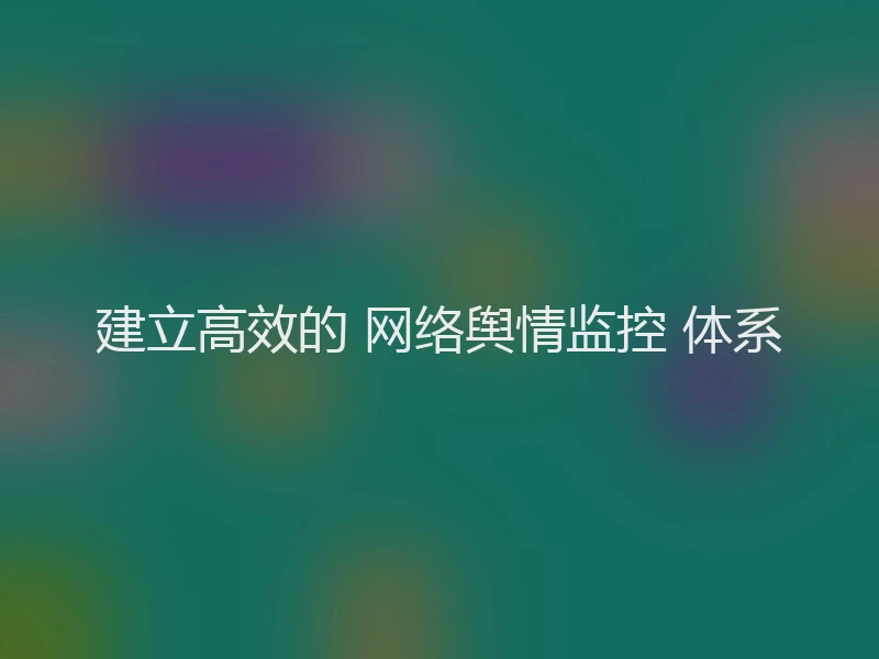 建立高效的 网络舆情监控 体系