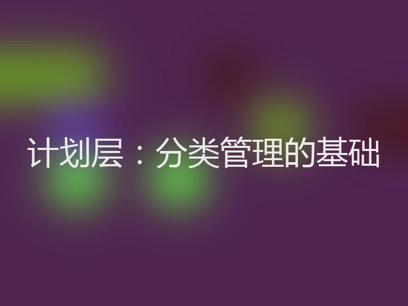 计划层：分类管理的基础