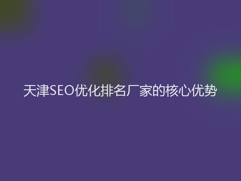 天津SEO优化排名厂家的核心优势