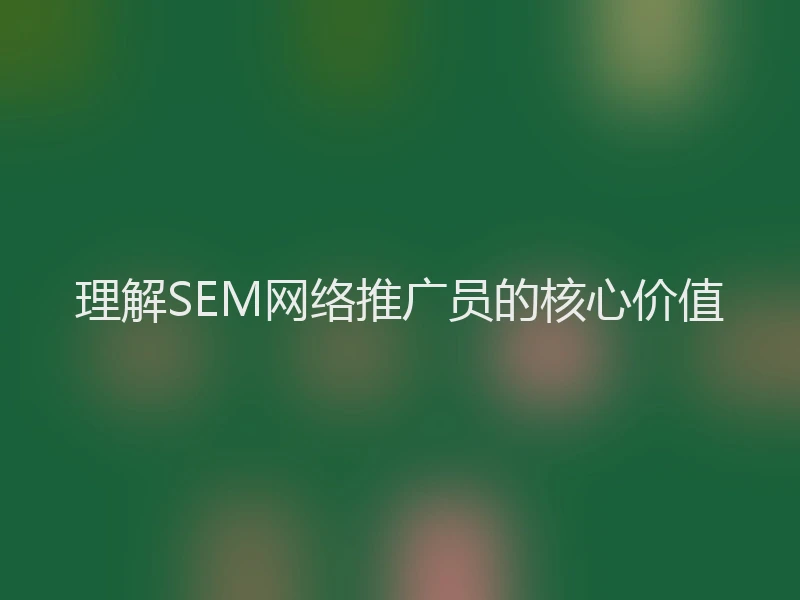理解SEM网络推广员的核心价值