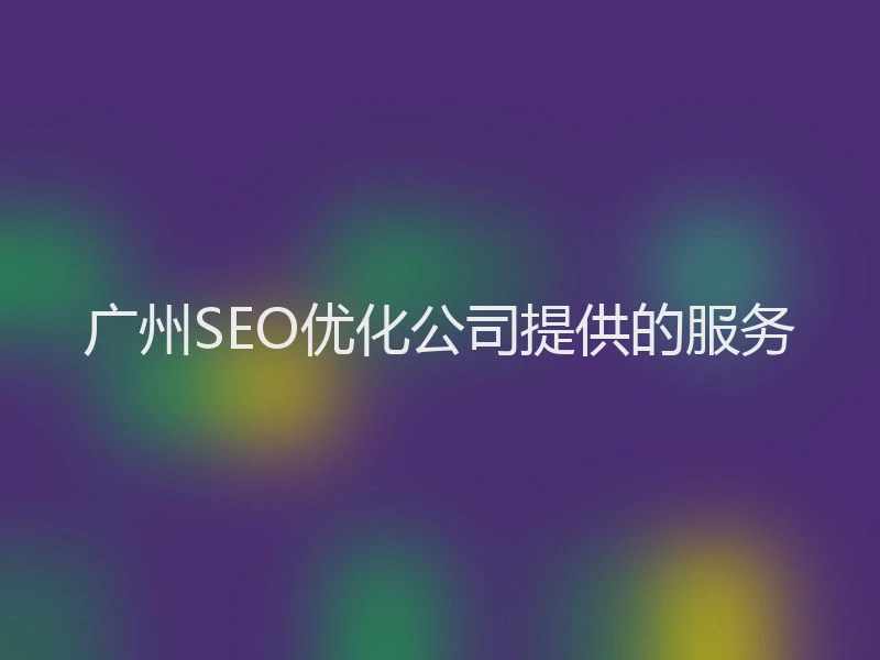 广州SEO优化公司提供的服务