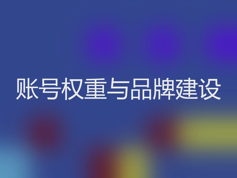 账号权重与品牌建设