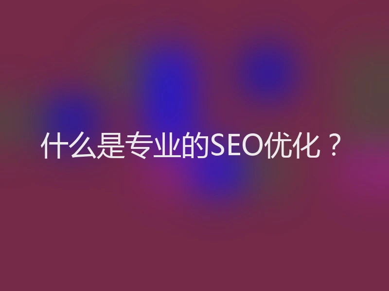 什么是专业的SEO优化？