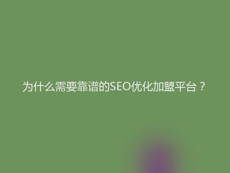 为什么需要靠谱的SEO优化加盟平台？