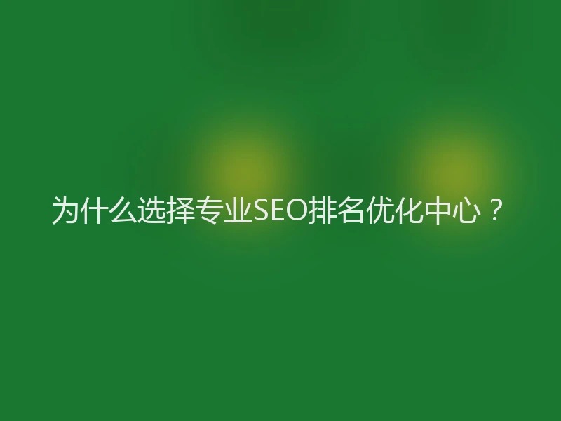 为什么选择专业SEO排名优化中心？