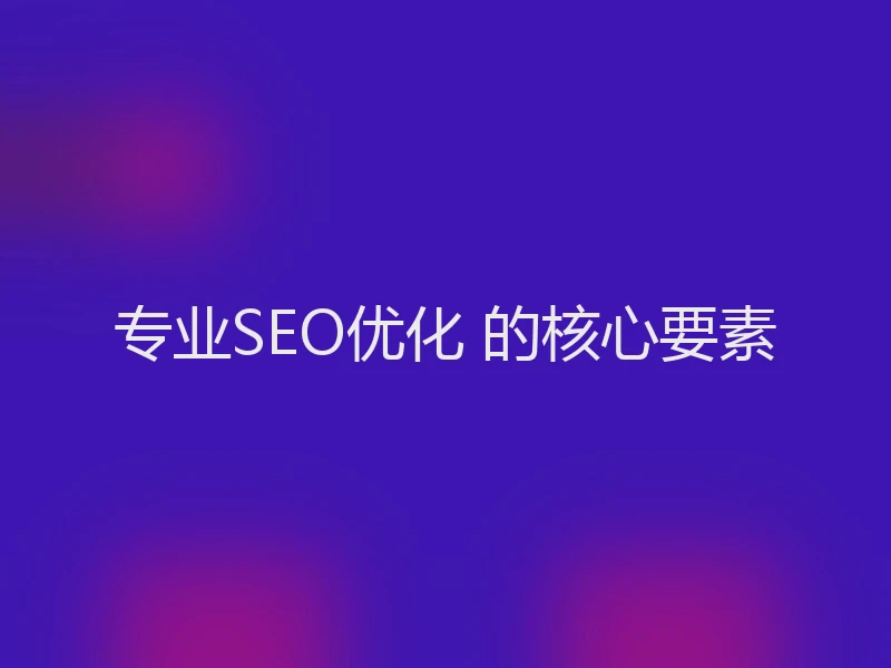 专业SEO优化 的核心要素