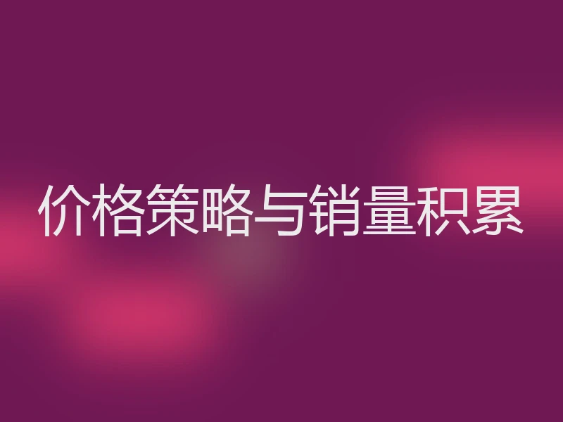 价格策略与销量积累