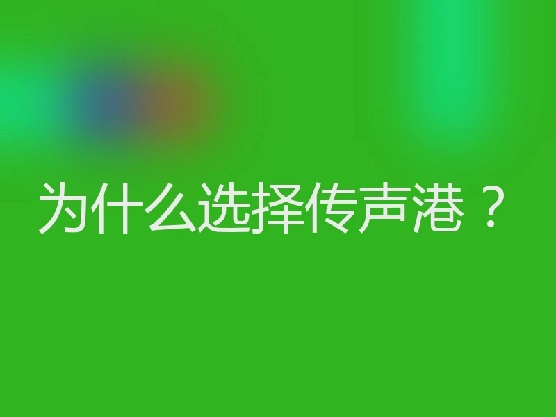 为什么选择传声港？