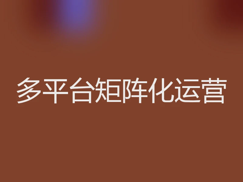多平台矩阵化运营
