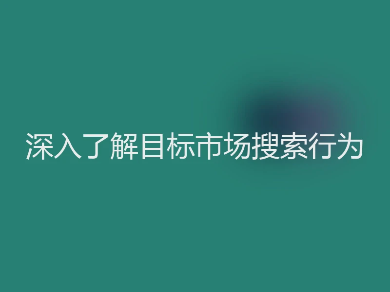 深入了解目标市场搜索行为