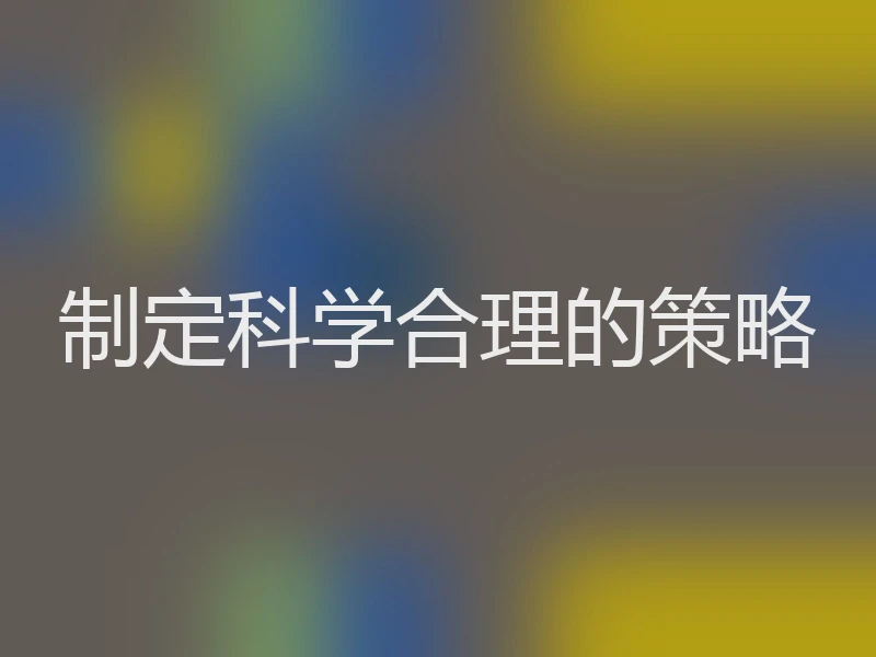 制定科学合理的策略